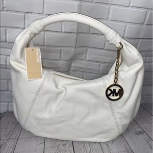 Michael kors white leather shoulder bag